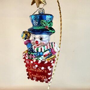 Christopher Radko Shop N Pop Snowman Christmas Ornament